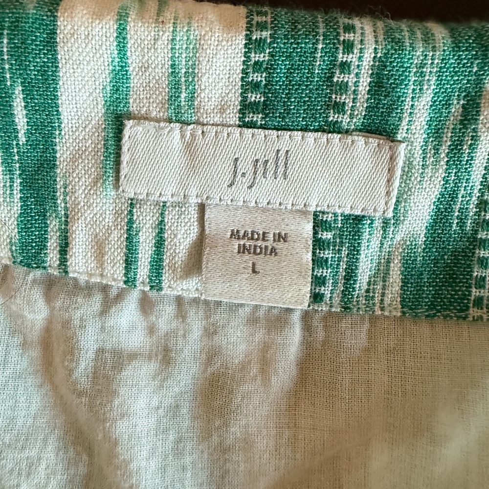 J. Jill Green and Cream Dress Fully Lined w/Pockets - Picture 3 of 3